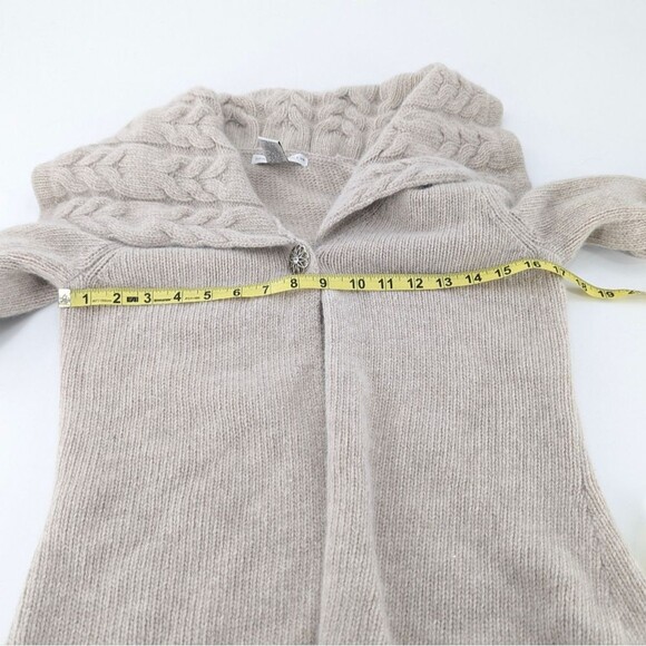 Sarah Spencer Wool Angora Beige Snap Brooch Open Cowl Cardigan Size Small - Picture 5 of 6